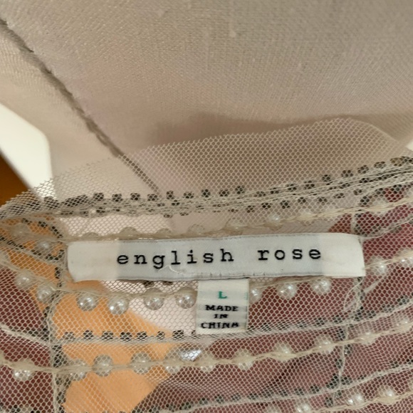 English rose Tank top, pearl and silver beads - Picture 4 of 5